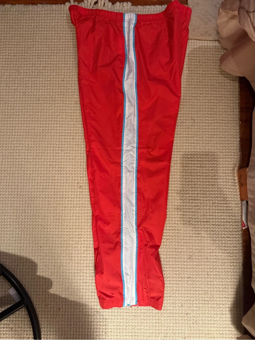 Athletic Works Red Track Joggers with White & Light Blue Side Stripes